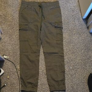 Olive Cargo Jogger Pants - Casual Utility Style